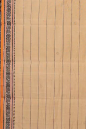 Beige traditional pure kanchi cotton saree