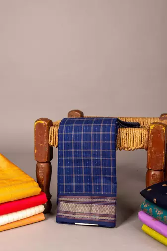 Blue ayiram putta kanchi cotton saree