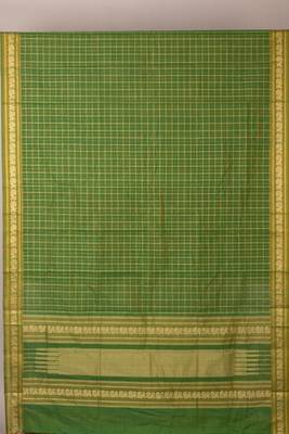Green thread weave kanchi cotton saree 2