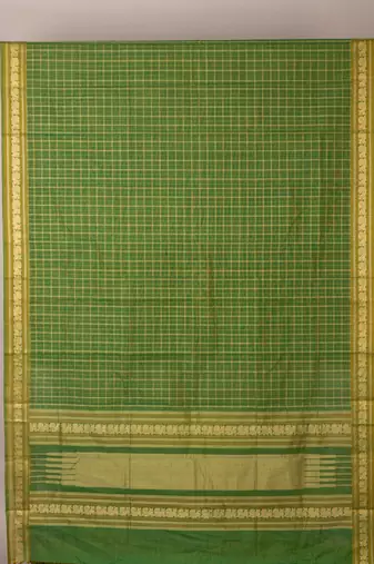 Green thread weave kanchi cotton saree