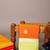 Golden orange and pastel green semi silk saree