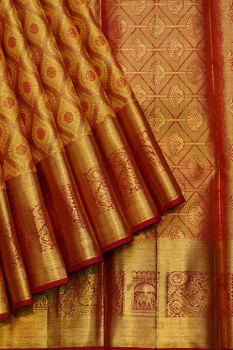 Red kanjivaram saree with silk mark certified