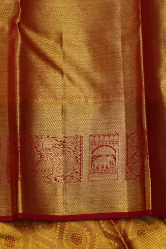 Red kanjivaram saree with silk mark certified