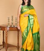 Yellow pattu saree with silk mark certified