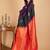 Black designer silk saree with silk mark certified