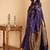Blue vairaoosi checks silk saree with silk mark certified
