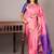 Pastel pink brocade silk saree with silk mark certified