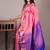 Pastel pink brocade silk saree with silk mark certified