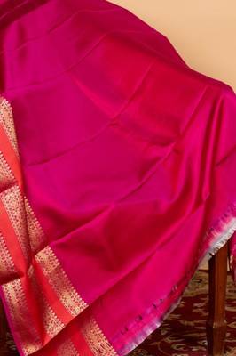 Offwhite and pink pure silk saree with silk mark certified 4