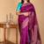 Brinjal purple and green pure silk saree with silk mark certified
