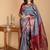 Grey and maroon combination saree with silk mark certified