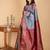 Grey and maroon combination saree with silk mark certified