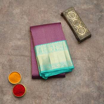 Purple silk saree with silk mark certified 1