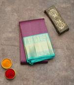 Purple silk saree with silk mark certified