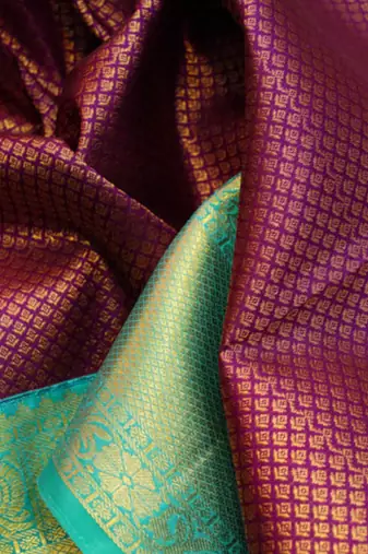 Purple silk saree with blouse 