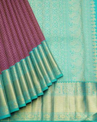 Purple silk saree with silk mark certified 4
