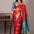 Red and blue silk saree with silk mark certified