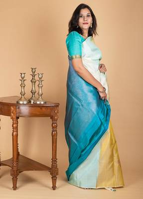 Pure offwhite silk saree with silk mark certified 3