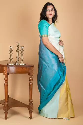  offwhite silk saree with blouse 