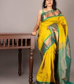 Light green simple silk saree with silk mark certified
