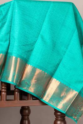 Light green simple silk saree with silk mark certified 4