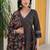 Black Floral Printed V-Neck Pure Cotton Kurta With Trouser & Dupatta