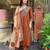 Aaysa floral printed brown v-neck pure cotton kurta with trouser & dupatta
