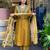 Yellow Floral Printed V-Neck Pure Cotton Kurta With Trouser & Dupatta