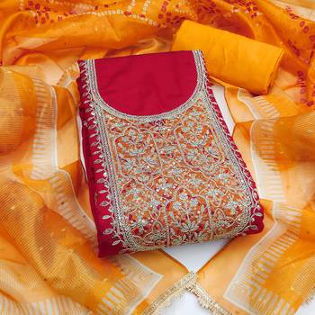 Rani premium roman cotton embroidered unstitched dress material 2