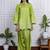 Parrot-green art silk lace salwar-kameez