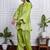 Parrot-green art silk lace salwar-kameez