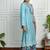 Sky-blue art silk printed salwar-kameez