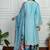 Sky-blue art silk printed salwar-kameez
