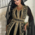  Black Moroccan Stitched Kaftan with Golden Hand Embroidery & Sheer Cape Sleeves Premium Designer Dress