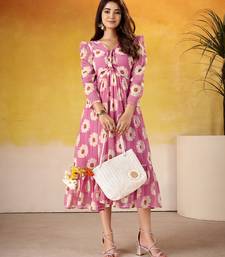 Pink Floral printed Frock