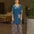 Teal blue pure crepe floral printed embellished festive & party co-ord set