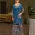 Teal blue pure crepe floral printed embellished festive & party co-ord set