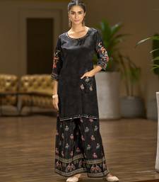 Black pure crepe floral printed embellished festive & party co-ord set