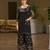 Black pure crepe floral printed embellished festive & party co-ord set