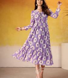 Lavender Floral printed Frock