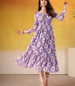 Lavender Floral printed Frock