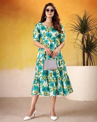Multicolor Floral printed Frock 4