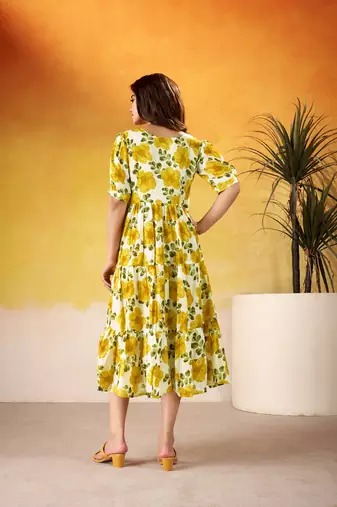 Yellow Floral printed Frock