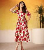 Grace in Every Thread Floral Print Vichitra Silk Frock