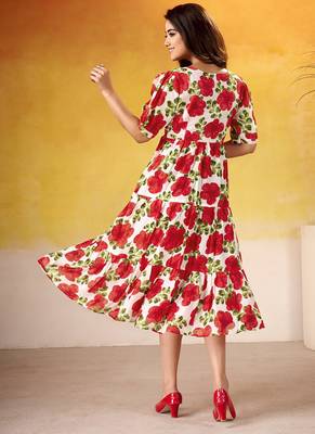 Grace in Every Thread Floral Print Vichitra Silk Frock 3