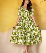  Floral Print Vichitra Silk Frock