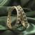 Round shape antique gold plated green uncut kundan stone set of 2 bangle set for women and girls