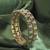 Round shape antique gold plated green uncut kundan stone set of 2 bangle set for women and girls