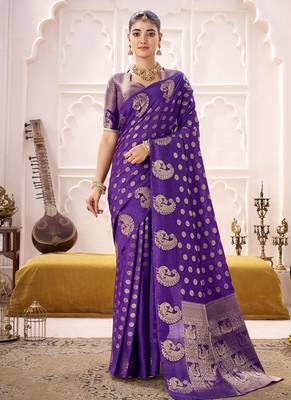 Royal Radiance Roop Silk Blend Saree with Exquisite Zari Weaving 1