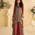 Red crep silk cord set with mirror work